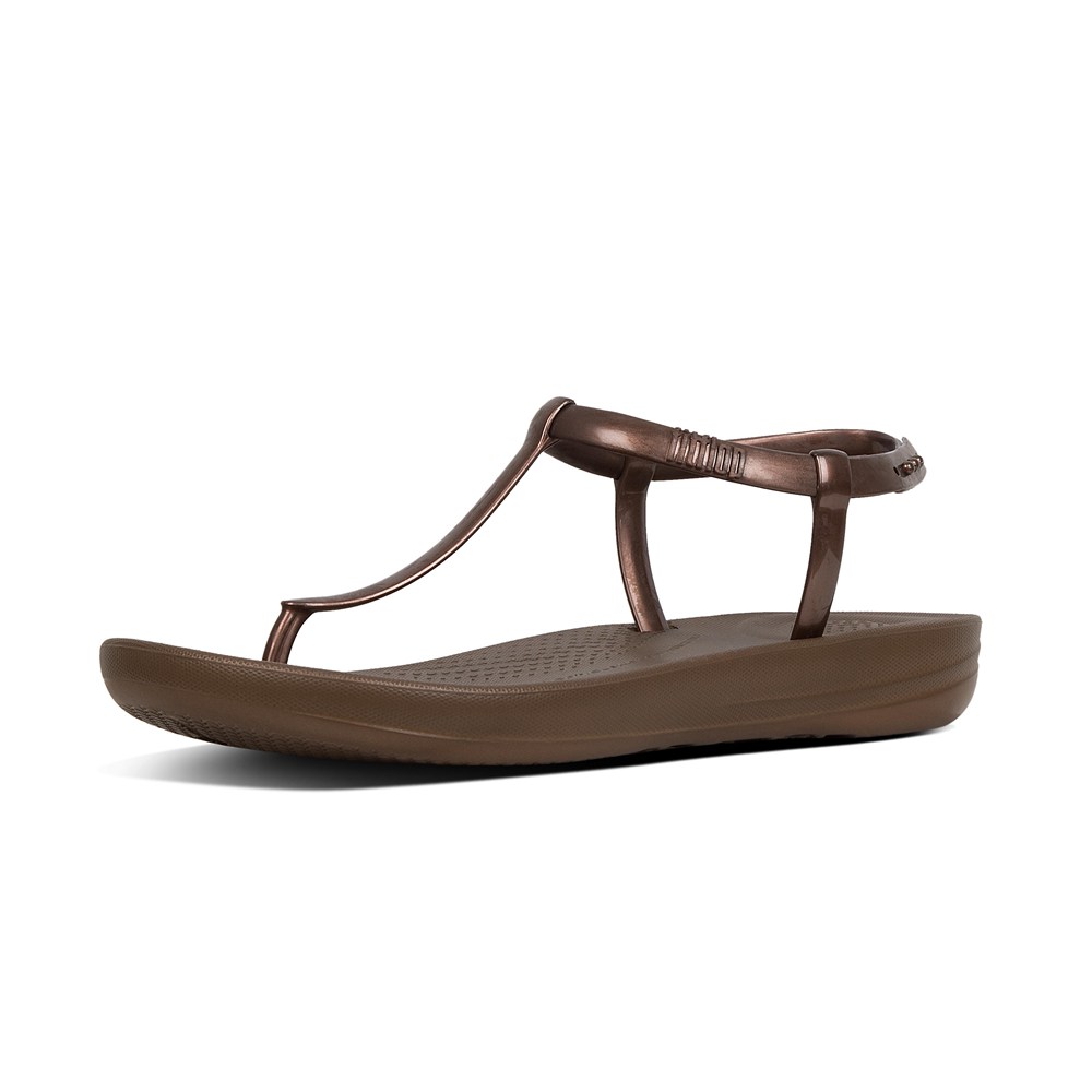 Fitflop Philippines - Fitflop Womens Sandals Brown - Fitflop Iqushion Splash Pearlised Back 